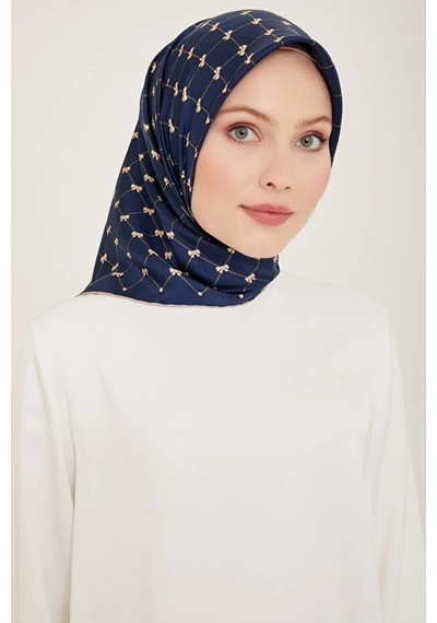 Belli Saf Twill İpek Eşarp 4006d Lacivert