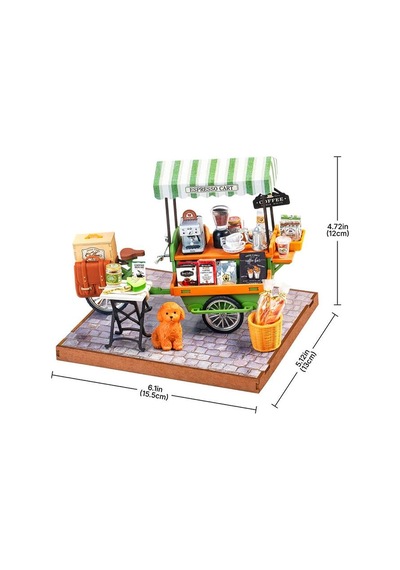 Rolife Dg182 Kahve Arabası Aromatic Coffee Dıy Minyatür Maket Model Seti Ahşap 3d Wooden Puzzle 3d Model Kit Detaylı Dekoratif Hobi Seti Ahşap Maket
