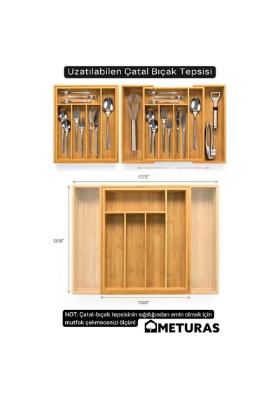 Meturas Mutfak Bambu Ayarlanabilir Çekmece Içi Ölçü Ayarlı Kaşıklık 5-7 Bölmeli Sku: Smg8690010572387