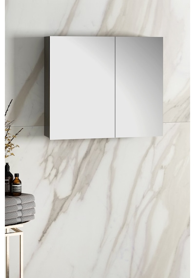 Çiğdem 80 Cm Antrasit Gri Mat Mdf Aynalı Asma Banyo Üst Dolabı Antrasit - Gri