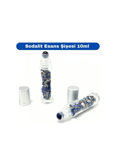 Yıldız Doğal Taş Sertifikalı Sodalit Doğal Taş Esans Şişesi + Roller Masaj Aleti 10 ML