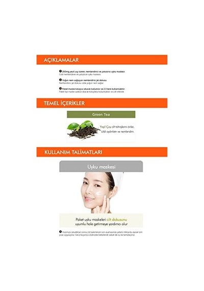 Yatıştırıcı Ve Nemlendirici Yeşil Çay Uyku Maskesi 10ml Pure Source Pack Green Tea
