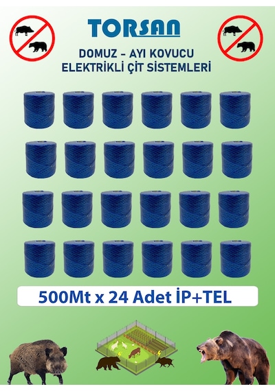 Elektirikli Çit 500m X 24 Adet Çift Örgülü Galvanizli Tel + İp