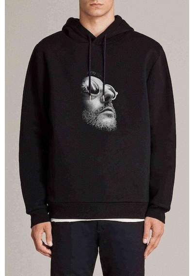 Leon The Professional 12 Baskılı Siyah Erkek Kapşonlu Sweatshirt