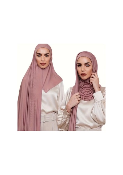 Ardün Hijab Hazır Pratik Penye Şal Geçirmeli Lüks Organik Şal Kaymaz Ve Rahat Kullanım Pembe - 695350845 Pembe