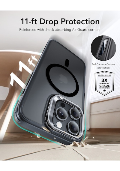 Esr Apple Uyumlu iPhone 16 Pro Max Halolock Mag Safe Classic Hybrid Stantlı Silikon Kılıf - Kamera Kontrol Buton Buzlu Siyah Esr Apple Uyumlu iPhone 16 Pro Max Halolock Mag Safe Classic Hybrid Stantlı Silikon Kılıf - Kamera Kontrol Buton Buzlu Siyah