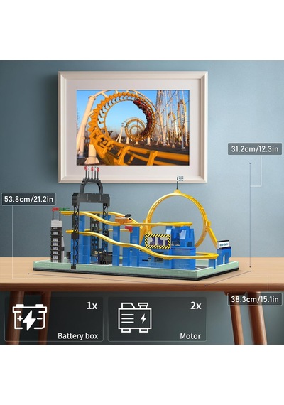 11020 Technik Moc Elektrikli Roller Coaster Yapı Seti, Uzaktan Kumandalı, Looping Roller Coaster Teknolojisi, Kelepçe