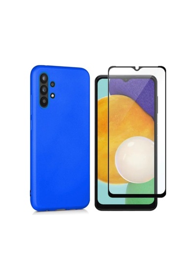 Samsung Galaxy Uyumlu A13 4g Esnek Soft Tasarım Dayanıklı Kılıf Ve Tam Kaplayan Ekran Koruyucu Col177330-saks Mavi