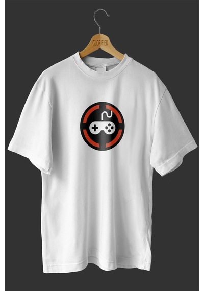 Noıssey -wed Oyun Konsolu Tasarım Baskılı Oversize T-shirt Tişört Beyaz