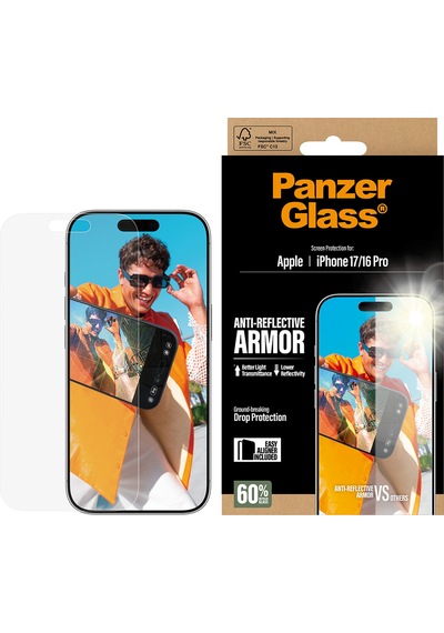 Panzerglass Apple Uyumlu iPhone Anti reflective Armor 17 16 Pro Çerçeve Aparatlı Ekran Koruyucu