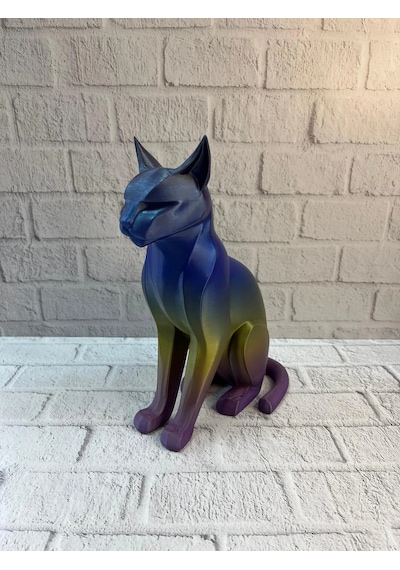 Rainbow Renkli Kedi Biblosu Dekoratif Masa Ve Raf Süsü