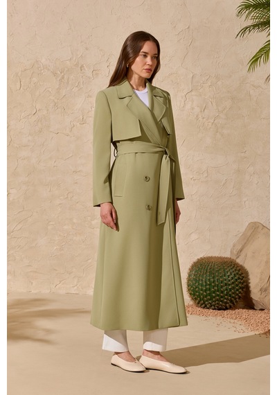 Aker Olive Çift Rüzgarlı Pardösü Olive Olive