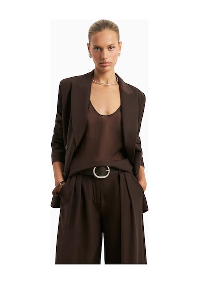 Because Of Alice Dropped Waist Double Breasted Blaze Oversize Kadın Ceket Kahverengi