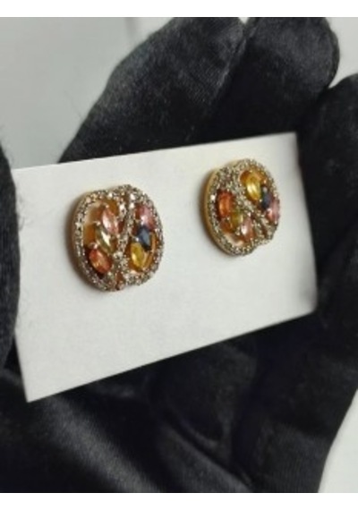 Renkli Safir Elmas Küpe 147