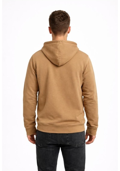 Axxel Erkek Vizon 2 İplik Fermuarlı Kapüşonlu Sweatshirt-w1084 Vizon