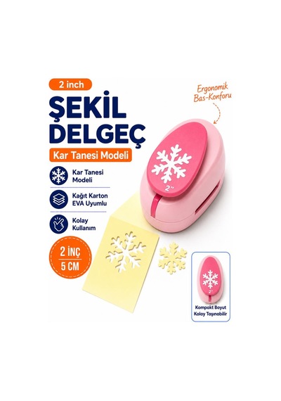 Ofisinn Şekilli Mega Boy Delgeç/şekilgeç 5 Cm Kar Tanesi Pembe