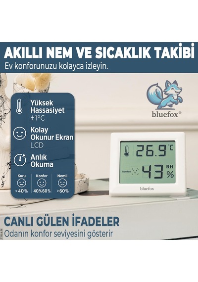 Dijital Oda Termometresi Ve Nem Ölçer Lcd Ekranlı, Kompakt Higrometre, İç Mekan Sıcaklık Ve N