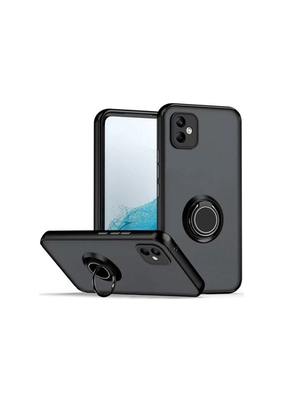 Newface Samsung Galaxy A06 Kılıf Montreal Yüzüklü Silikon Kapak - Siyah