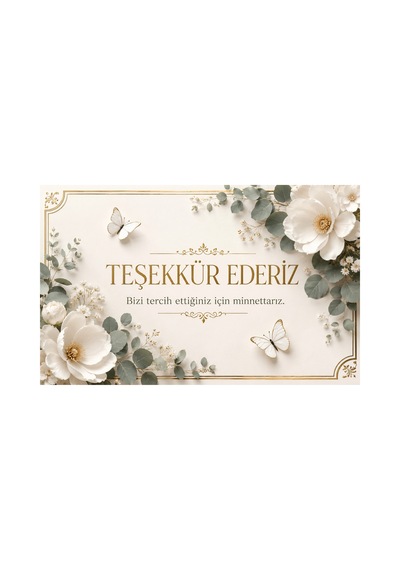 3d Görünümlü Premium Teşekkür Kartları Seti Zarif Çiçek Ve Altın Detaylı Tasarımlar - Yeşil - 035