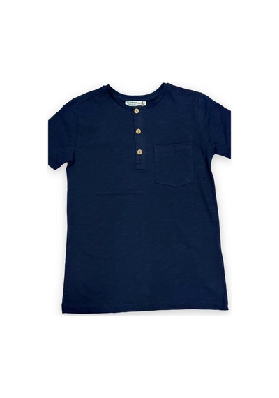 Woo Rage Erkek Çocuk Pamuklu İnce Üç Düğmeli Basic Tshirt-12963-siyah Siyah