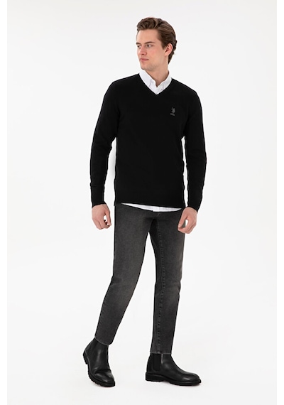 U.S. Polo Assn. Erkek Slim Fit V Yaka Basic Kazak 50288881-vr046 Çok Renkli