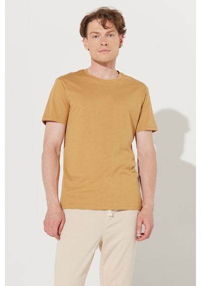 Ac&Co / Altınyıldız Classics Erkek Hardal Slim Fit Dar Kesim %100 Pamuk Bisiklet Yaka Kısa Kollu Tişört Hardal