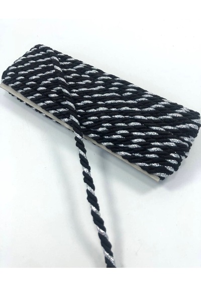FdayAksesuar Siyah Gümüş Kordon 4 mm 1 Top 10 metre FRDY26807