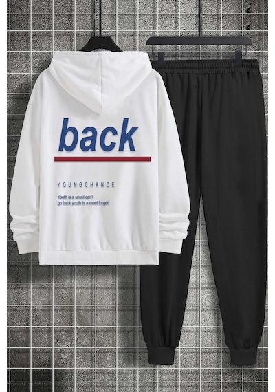 Uyguntarz Unisex Back Sırt Baskılı Eşofman Takımı Beyaz
