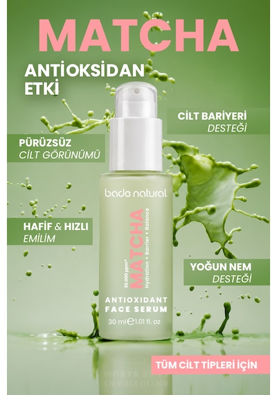 Bade Natural Matcha Cam Cilt Glass Skin Yoğun Nemlendirici Yüz Serumu 30 Ml