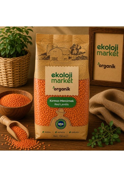 Organik Kırmızı Mercimek 750 Gr. 5'li Paket