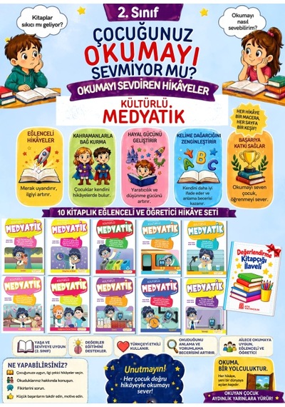 2. Sınıflar Öğrencileri İçin Okuma Kitabı Hikaye Seti Okuma Anlama 10'lu Maskot Çocuk