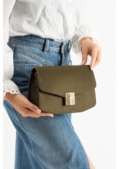 Dora Model Süet Haki Kadın El Ve Omuz Çantası Haki