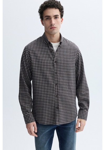 Mudo Erkek Erkek Kahverengi Regular Fit Ekoseli Uzun Kollu Gömlek 1264801