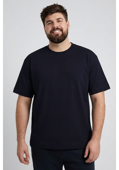 Tommylıfe Lacivert Basic Kısa Kol O Yaka Büyük Beden Erkek T-shirt - 88072