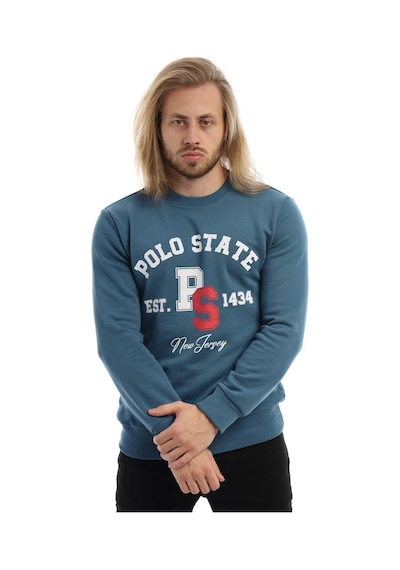 Polostate Erkek Polo State Baskılı 3 İplik Seweat Mavi