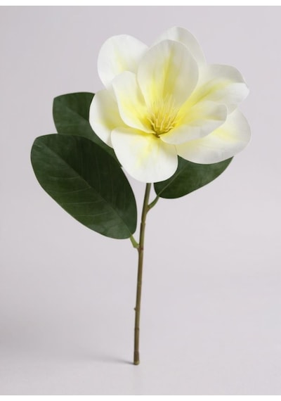 Yapay Çiçek 3dallı Buket Manolya Gerçek Dokulu Magnolia 32cm Krem Krem