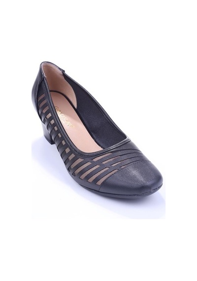 Gold Step 0370 Kadın Siyah 5 Cm Topuk Günlük Fileli Ayakkabı
