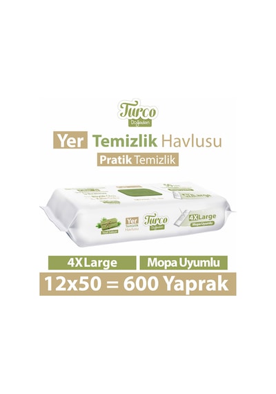 Baby Turco Doğadan Yer Temizlik Havlusu Yeşil Sabun 12 x 50'li