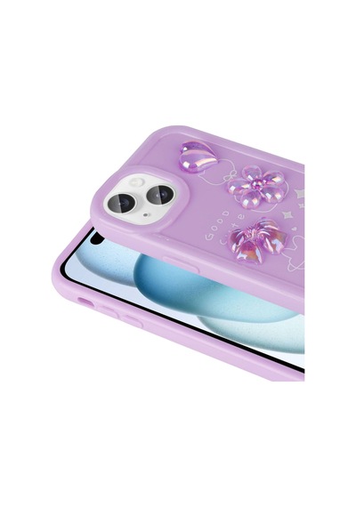 Apple iPhone Uyumlu 15 Plus Kabartma Figürlü Parlak Csk Zore Toys Silikon Kılıf beyaz