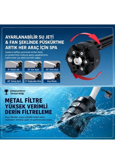 Hepsi Ezere Jetclean Pro 18000rpm Şarjlı Yüksek Basınçlı Araç Ve Bahçe Yıkama Temizleme Tabancası- 5775 Najma