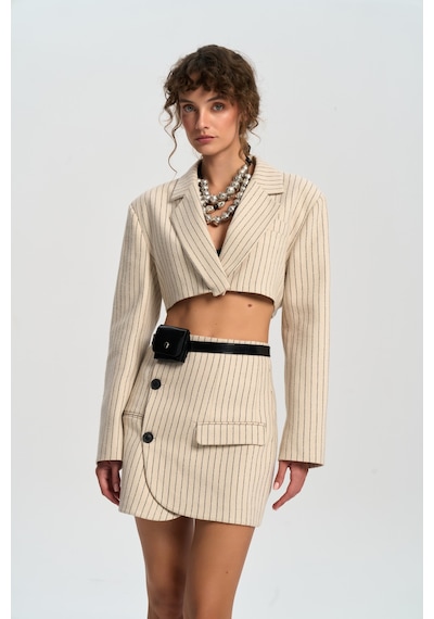Mai Studios Co. Mai Collection Elegant Bej Ceket-etek Takım Bej