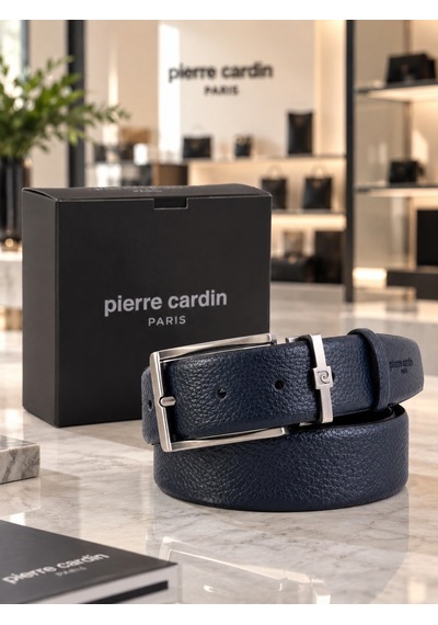 Pierre Cardin Erkek Kemer %100 Hakiki Deri Lacivert Floater Deri Kemer