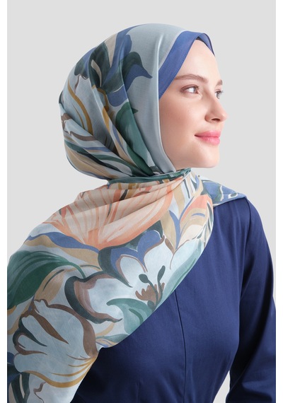 Armine Elegance Pamuk - İpek Şal As559 Saks Mavi