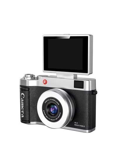 4k Çantalı Dijital Retro Video Kamera 48mp 16x Zoom Işıklı 32gb Kart Dijital Fotoğraf Makinesi Siyah