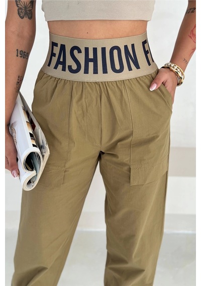 Asprin Fashion Beli Lastikli Fashion Pantolon Yeşil Yeşil