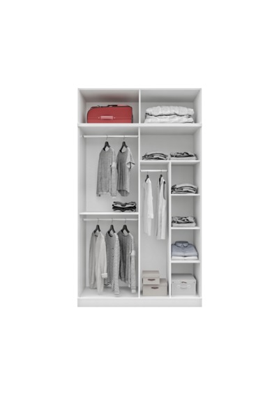 Komple Mdf Oslo 4 Kapaklı Yüklüklü Beyaz Gardırop