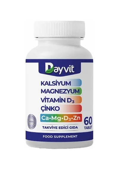 Dayvit Ca Mg Zn D Kalsiyum Magnezyum Vitamin D Çinko 60 Tablet