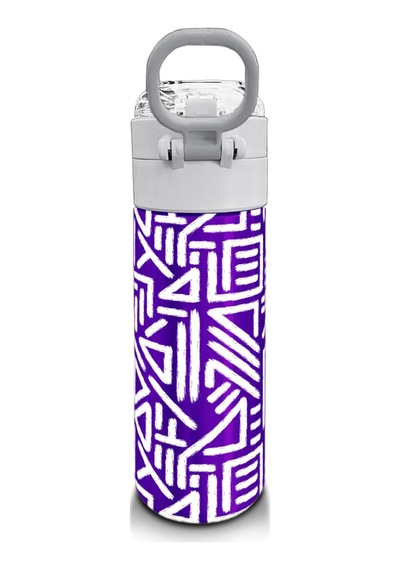 Coral High Kids Mor Beyaz Geometrik Desenli Pipetli Ve Direkt İçim Çelik Termos 500 Ml 31883 Mor - Pembe