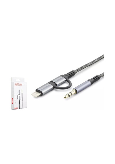 Hadron Gj-027 2-in-1 Aux Kablo - Type-c + Lightning To 3.5mm Jack Siyah