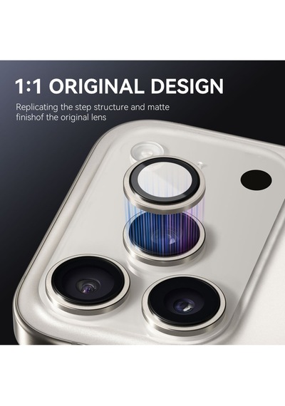 Apple Uyumlu iPhone 17 Pro Ve 17 Pro Max Metal Çerçeveli Temperli Kamera Lens Koruyucu Gri